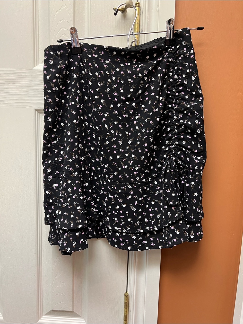 Cato Black Mini Skirt with Pink & White Floral Print